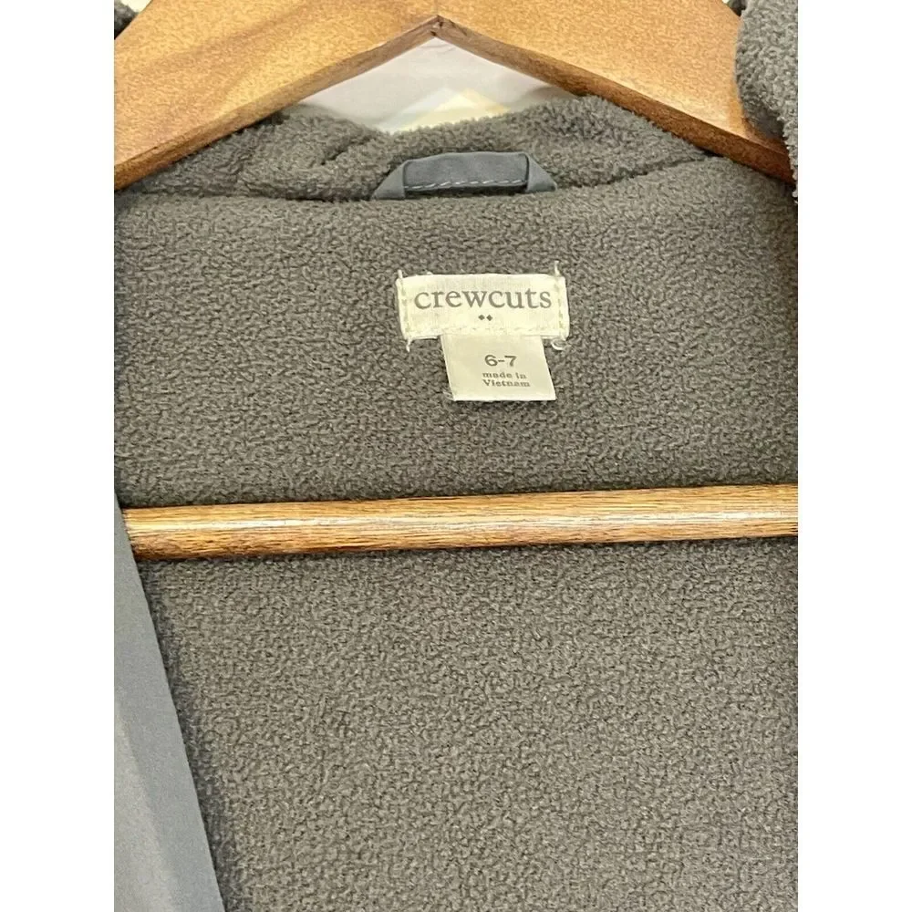 Crewcuts J. Crew Kids 6-7 Puffer Jacket Gray‎ Hooded Full Zip Fleece Lined